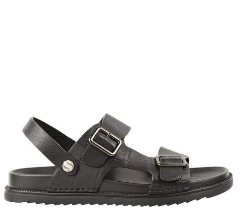 Sandale casual, barbati, MELS OB10555, negru, piele naturala